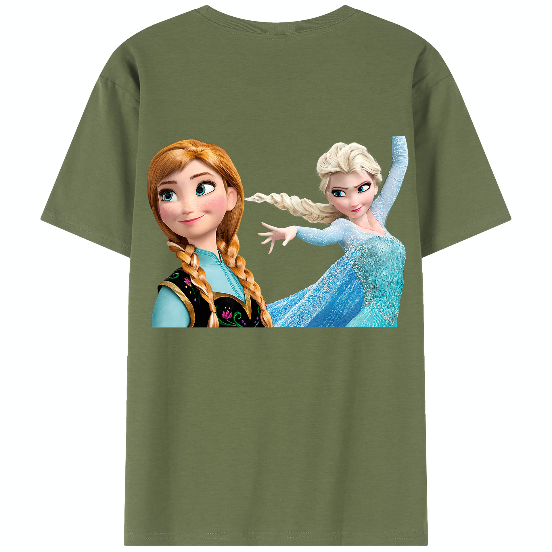 （画像用） アナと雪の女王 アンナ エルサ Frozen Anna Elsa 綿100％半袖Tシャツ（背面プリント）